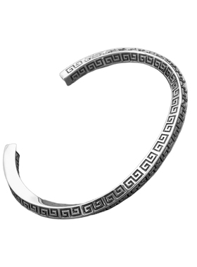 回纹手镯纯银男女实心开口可调节