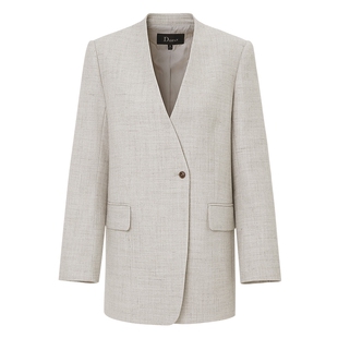 IDPAN老钱松弛风西装外套女极简无领通勤职场西服26春季新款