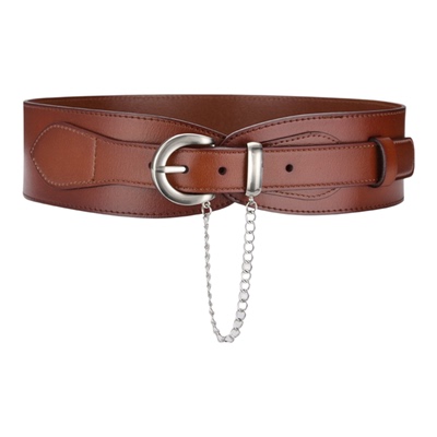 棕色6厘米宽腰带女西装棉衣