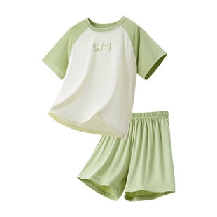 『凉感睡衣』夏季莫代尔薄款儿童睡衣男女童空调服冰丝休闲家居服