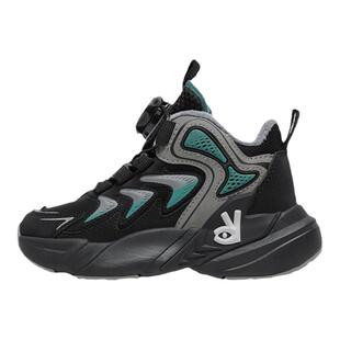 安奈儿男童运动鞋2026新款秋冬季加绒二棉鞋防水儿童高帮纽扣鞋子