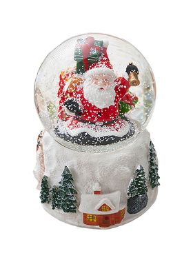 圣诞老人雪球音乐盒发光雪花