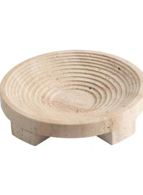 创意黄洞石托盘烛台几何摆件