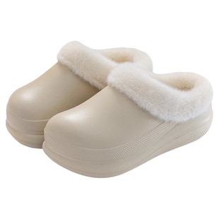 朴西棉拖鞋女士秋冬季加绒保暖2025新款外穿时尚厚底增高防滑防水