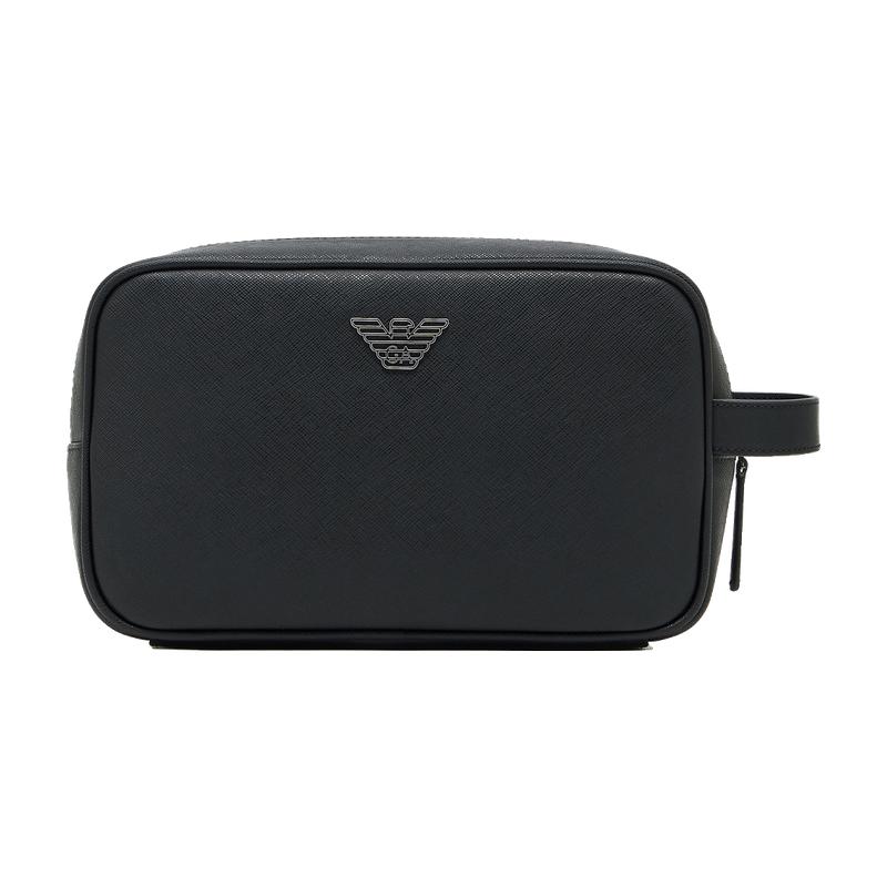 EMPORIO ARMANI/阿玛尼男士十字纹波鹰标拉链压花横款手拿包官方