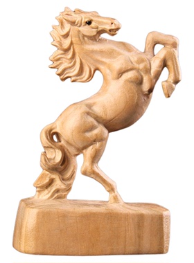 桃木马木雕摆件生肖马手把件