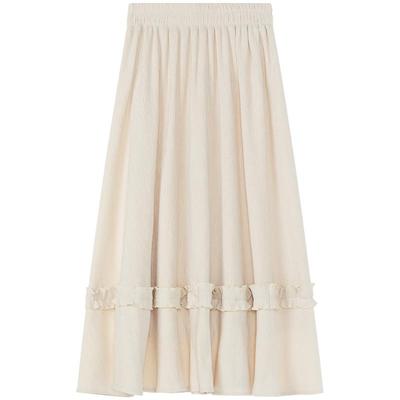 LAGOGO肌理感花边优雅丝绒半身裙