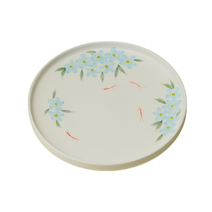 束刻纯手绘蓝星花圆形壶承高颜值家用小茶台干泡盘女士专用茶托盘