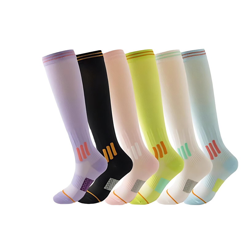 新款女士运动压力袜秋季速干小腿袜压缩马拉松跑步健身瘦腿长筒袜