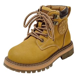 百丽童鞋男女童时尚复古马丁靴秋冬加绒保暖大黄靴宝宝英伦风短靴