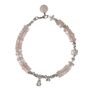 方糖家 原创设计天然原矿果冻莫粉水晶海西切纯银碎银子手链女款