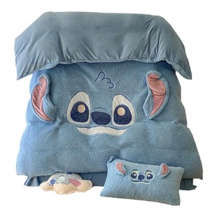 迪士尼史迪仔羊羔绒史迪奇冬季加厚牛奶绒儿童男孩床单被套四件套