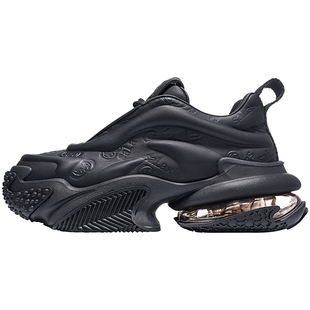 Salaxi/莎莱茜欧洲站龍年黑武士气垫跑鞋真皮厚底增高老爹鞋男女