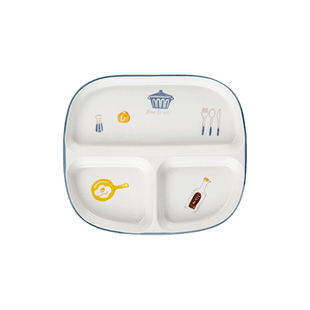 陶煲王陶瓷餐盘儿童分格早餐盘家用可爱三格宝宝吃饭大人减脂盘子