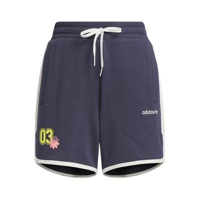adidas阿迪达斯三叶草夏女针织复古棉撞色运动短裤藏青色JX6572