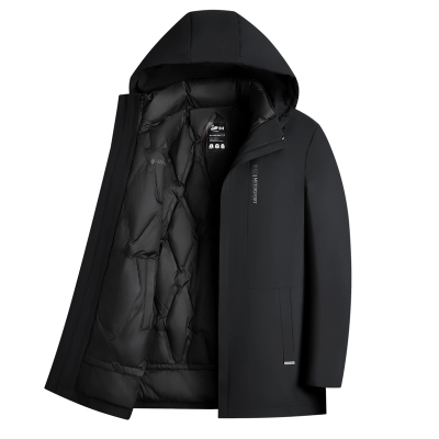 鸭鸭男士鹅绒羽绒服中长款爸爸装