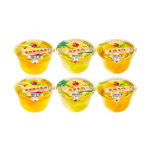 蜡笔小新果肉香桔菠萝黄桃200g*6杯儿童休闲零食下午茶大杯果冻