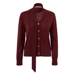 恩瑞妮法式红色V领纽扣针织开衫女设计感通勤毛衣气质2026年春新