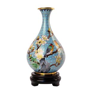 中外珐琅美术馆景泰蓝花瓶家居办公室摆件装饰商务生日礼物工艺品