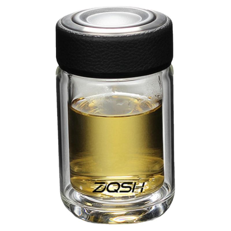 皮纹盖双层迷你小玻璃杯