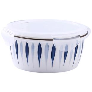 陶瓷保鲜碗带盖便当盒上班族饭盒可微波炉加热密封圆形大号泡面碗