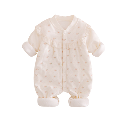 婴儿衣服秋冬季薄棉连体衣女宝宝纯棉A类哈衣夹棉服爬服棉衣外穿