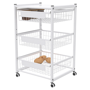 小推车置物架可移动落地料理台橱柜岛台拉篮厨房抽屉式果蔬收纳架