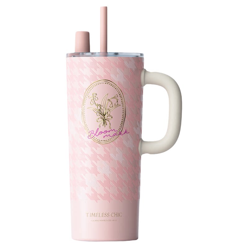 【双11预售】保温杯吸管杯子26新款格纹高颜值大容量水杯生日礼物