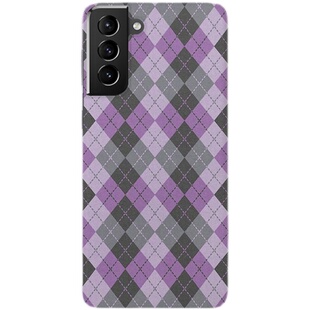 紫色菱形格纹适用用三星S25ultra手机壳红色s24/s23/s22note20ultra半包硬壳韩国涂层菲林个性创意新款