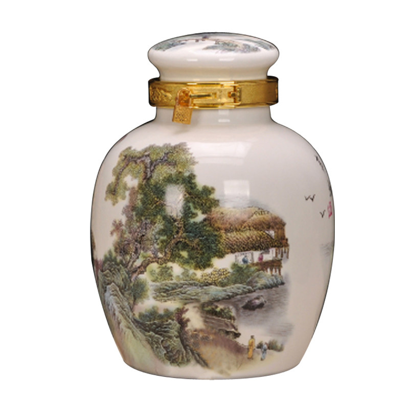 景德镇陶瓷酒坛子10/20/30斤装高白薄胎带龙头摆件泡酒罐酒缸酒瓶