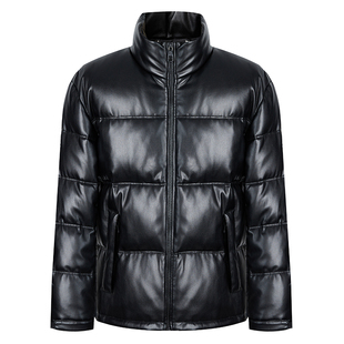 【鹅绒】Mangano曼加龙冬季新款立领羽绒服男百搭保暖皮外套潮