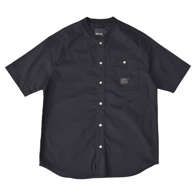 ABLEJEANS男纯棉宽松短袖衬衫