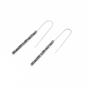 《岁月留痕》实心纹砖原创设计S925银耳线小众高级感气质百搭耳饰