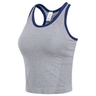 岚纹工字美背健身背心撞色瑜伽服上衣女带胸垫跑步运动文胸外穿新