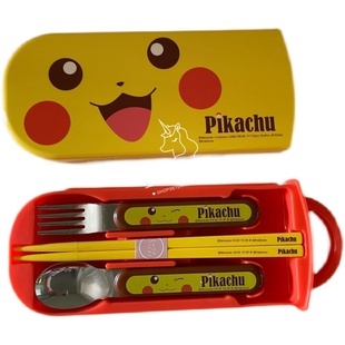 现货日本Skater恐龙kitty三丽鸥儿童不锈钢叉勺筷子便携餐具套装