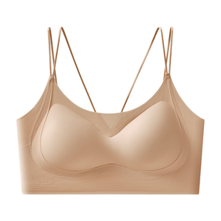 加厚3cm细肩带美背内衣女2026新款粉底液隐形无痕小胸聚拢文胸罩