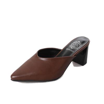 欧美风包头试衣间高跟鞋黑色凉拖