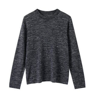 2025秋新款彩色亚麻小圆领套头针织衫女宽松短款显瘦薄款打底上衣