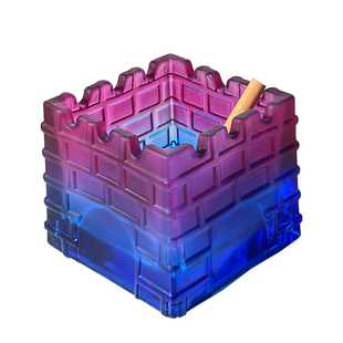 高级感烽火台烟灰缸家用客厅玻璃烟缸轻奢摆件办公室个性城堡烟盅