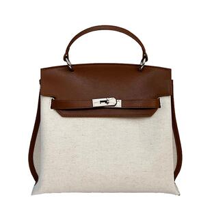 jpjclassic凯莉包休闲风手提包棉麻通勤包百搭大容量旅游包