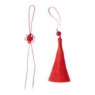 A玉线方花小中国结diy手工编织线书签贺卡 流苏穗子工艺吊须配饰