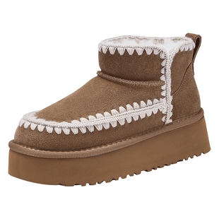 热风厚底雪地靴女2025年冬季新款加绒加厚休闲棉鞋百搭增高女靴子