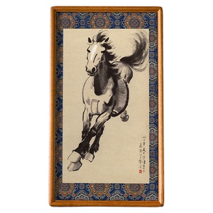 徐悲鸿《奔马腾飞》新中式客厅玄关装饰画办公室马到成功竖版挂画