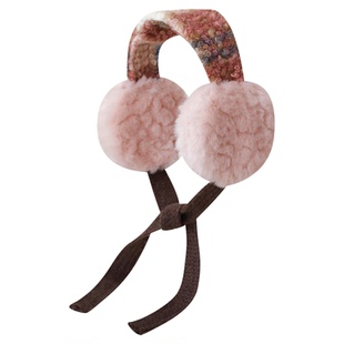 氛围感毛茸茸软骨耳罩韩系ins风保暖绑带耳包女百搭咖啡色耳捂子