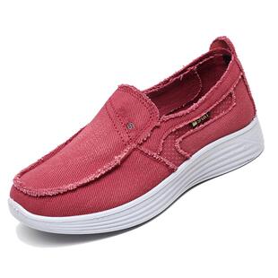 帆布鞋子女春夏秋季新款休闲厚底一脚蹬懒人工作休闲北京布单板鞋