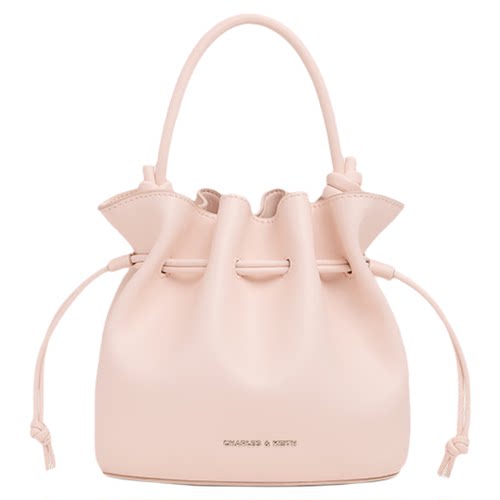CHARLES&KEITH26春夏女包CK2-10271696抽绳简约手提斜挎水桶包