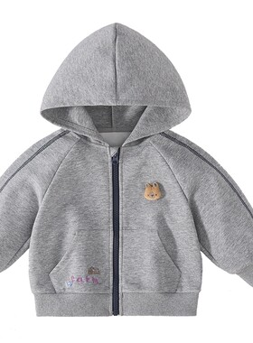 [2026秋季新品]jellybaby男童外套带帽儿童卫衣休闲绣花宝宝上衣