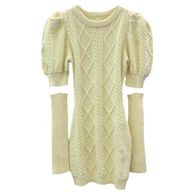 袖套泡泡袖短袖毛衣连衣针织短裙