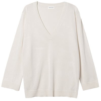 丝羊绒套头v领针织衫女
