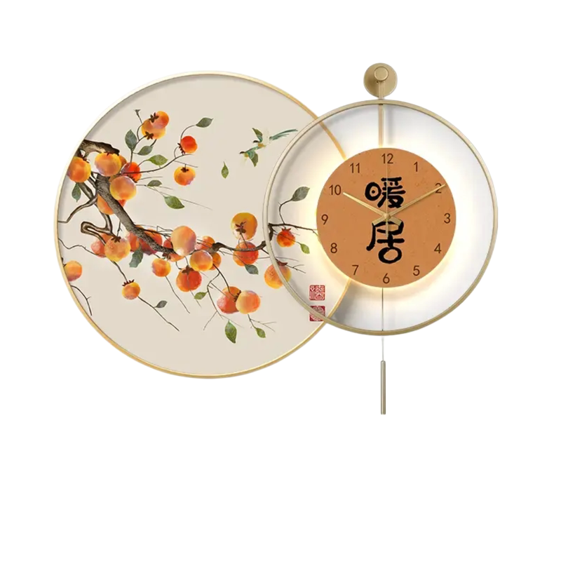 现代轻奢LED背光山水餐厅挂钟画